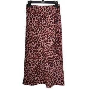 The FIFTH LABEL Size 4 Light Mauve w/ Brown & Salmon Leopard Pattern Midi Skirt